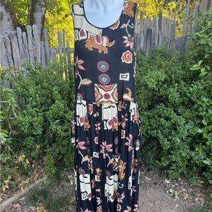 Tribal Print Black Sleeveless Dress
